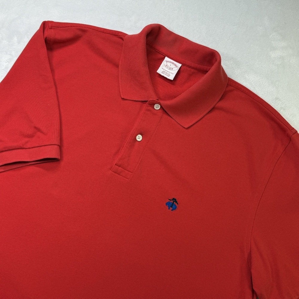 Brooks Brothers Red Performance Polo Shirt Men's‎ Large Short Sleeve Cotton